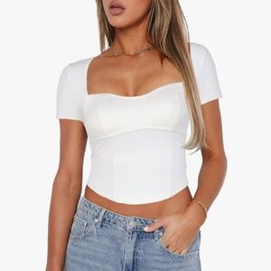 ❤️3 for $10- Women's Summer Short Sleeve Sweetheart Square Neck Crop Top